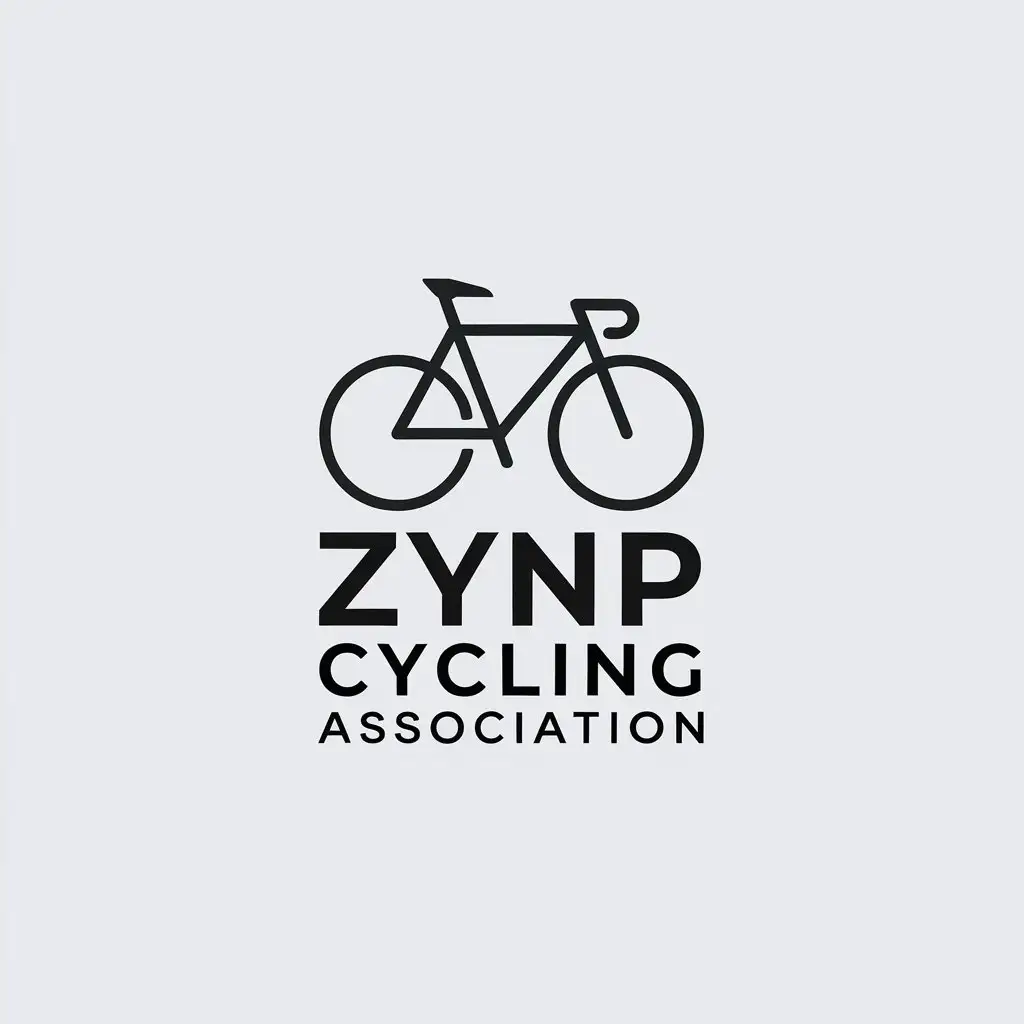 a vector logo design,with the text "ZYNP Cycling Association", main symbol:bicycle,Minimalistic,be used in Sports Fitness industry,clear background