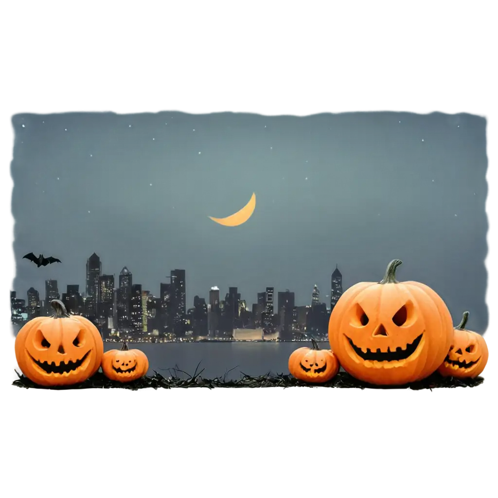 Halloween-Skull-and-Pumpkins-PNG-Image-Spooky-Night-Sky-with-City-Skyline