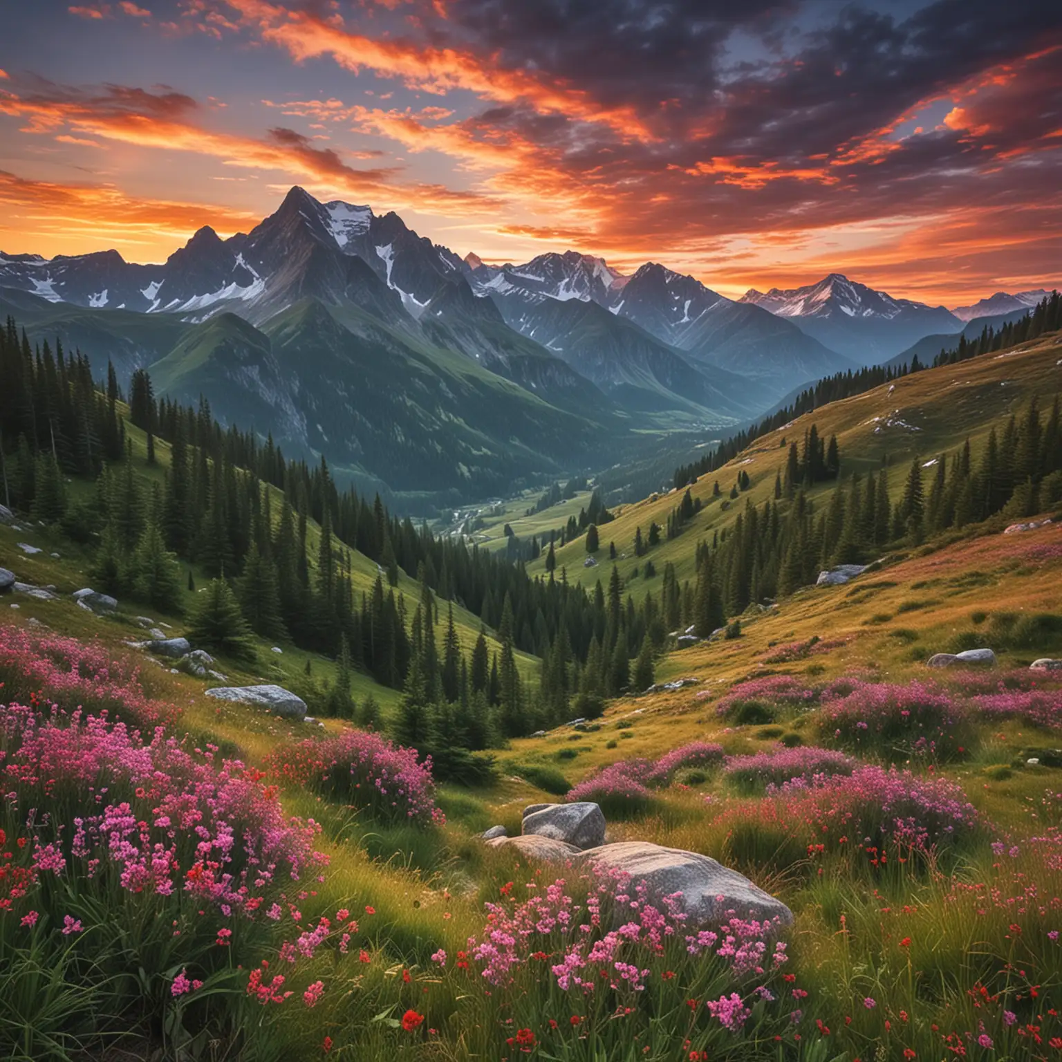 Peaceful Mountain Landscape Inspiring Spiritual Wellbeing and Manifestation