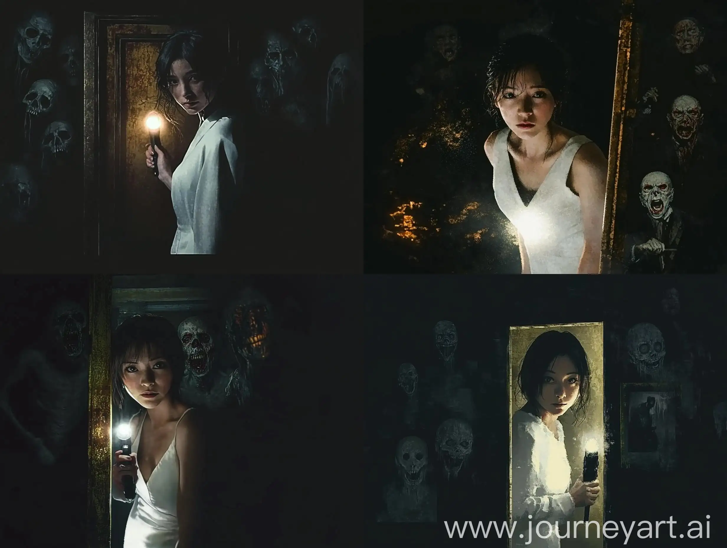 Elegant-Japanese-Woman-Confronting-Ghosts-in-a-Dark-Cinematic-Setting