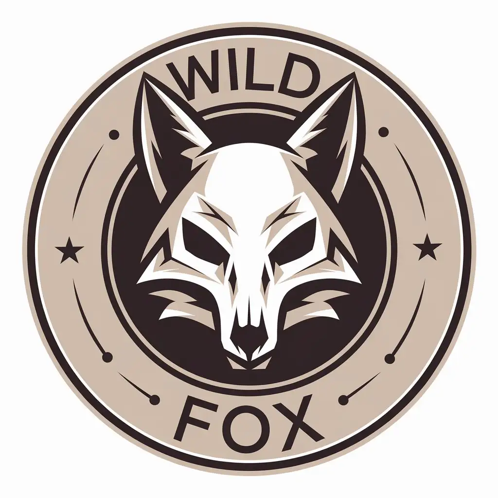 a vector logo design,with the text "Wild fox", main symbol:fox skull,Moderate,be used in Others industry,clear background