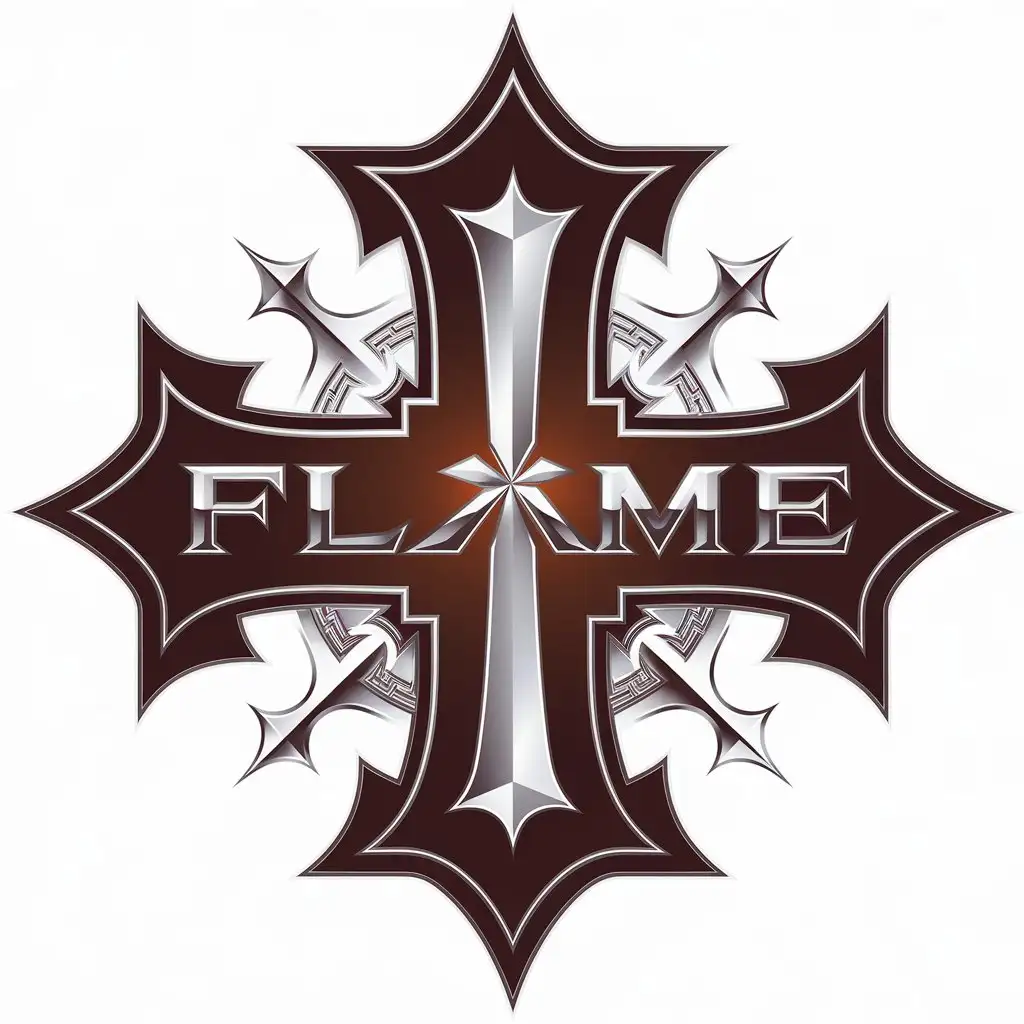 LOGO Design for Flame Chrome Templar Cross Symbol in Religious Industry