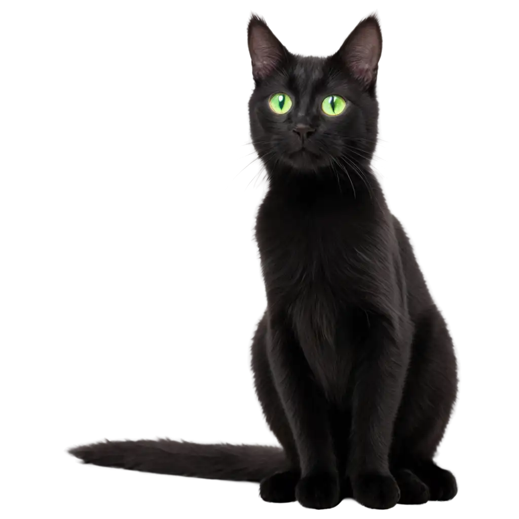 Black-Cat-with-Green-Eyes-PNG-Image-Perfect-for-Digital-Design-Creative-Projects