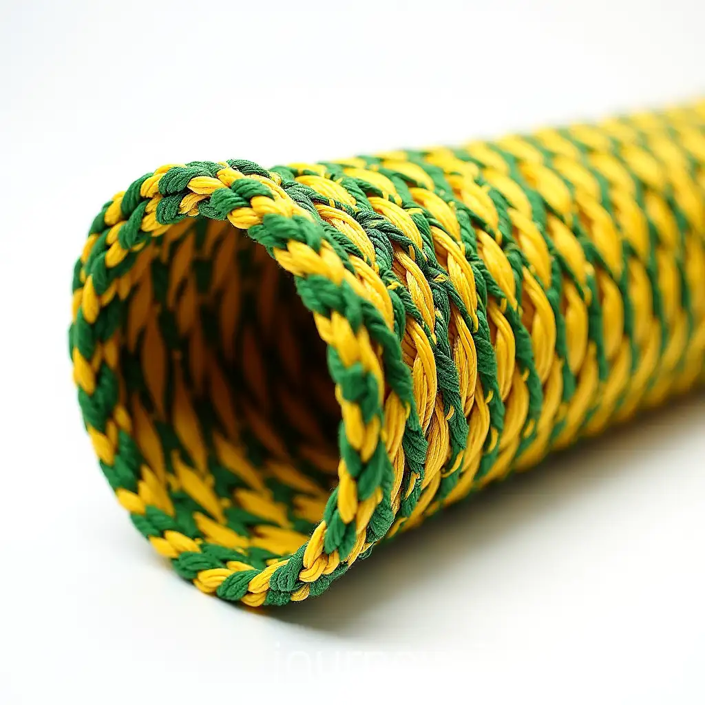Realistic-Product-Image-of-Yellow-Plastic-Cord-and-Green-Laundry-Rope-Woven-Pipe