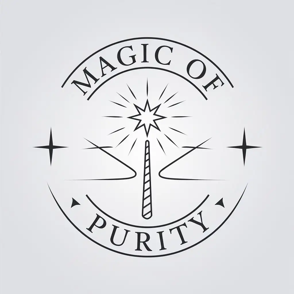 LOGO Design for Magic of Purity Minimalistic Vector with Magic Wand Theme