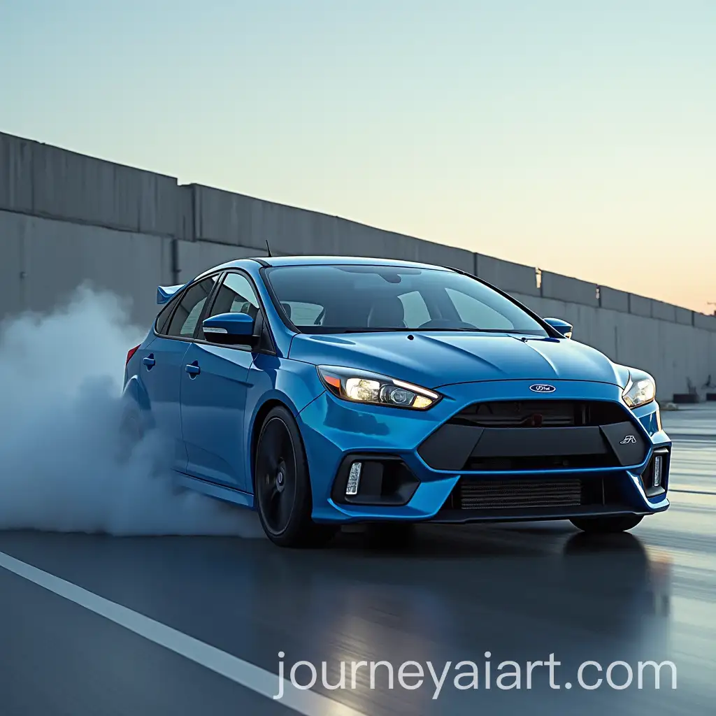 Blue-Ford-Focus-Crashing-at-78-MPH-into-Concrete-Wall