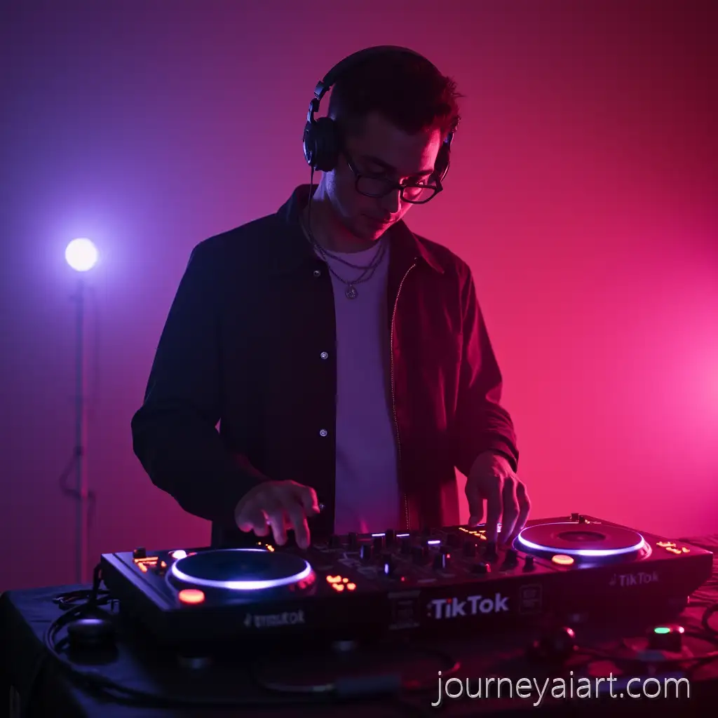 Trendy-DJ-Performing-Live-Steam-Set-for-TikTok-in-Fashion-Commercial-Portrait-Style