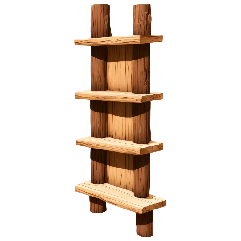 Cartoon-Style-Shelves-Made-from-Logs-and-Wood-PNG-Image