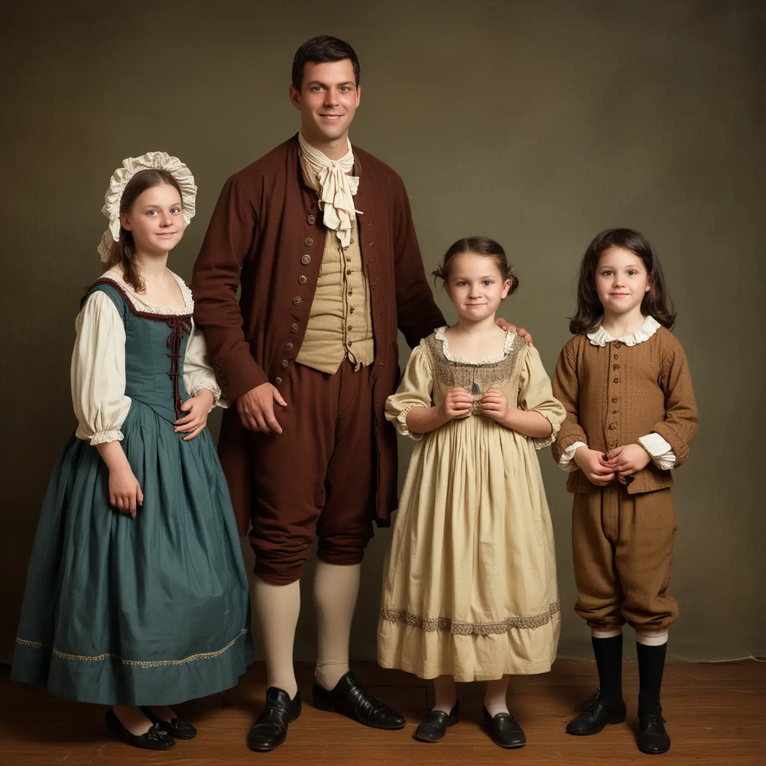 Boston Family Portrait 1760 Traditional Attire and Indoor Setting