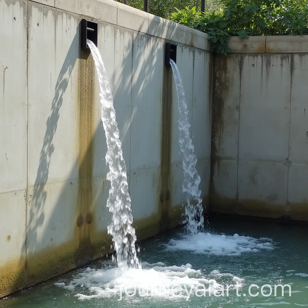 Water-Cascading-Down-Concrete-Wall-in-Urban-Setting