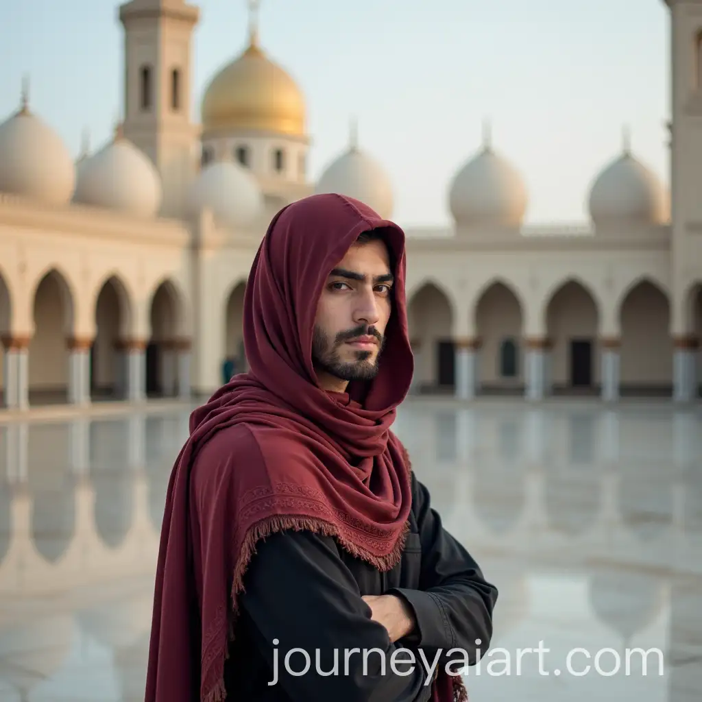Male-Wearing-Hijab-and-Chador-Near-Imam-Shrine-in-Iraq-with-Feminine-Pose