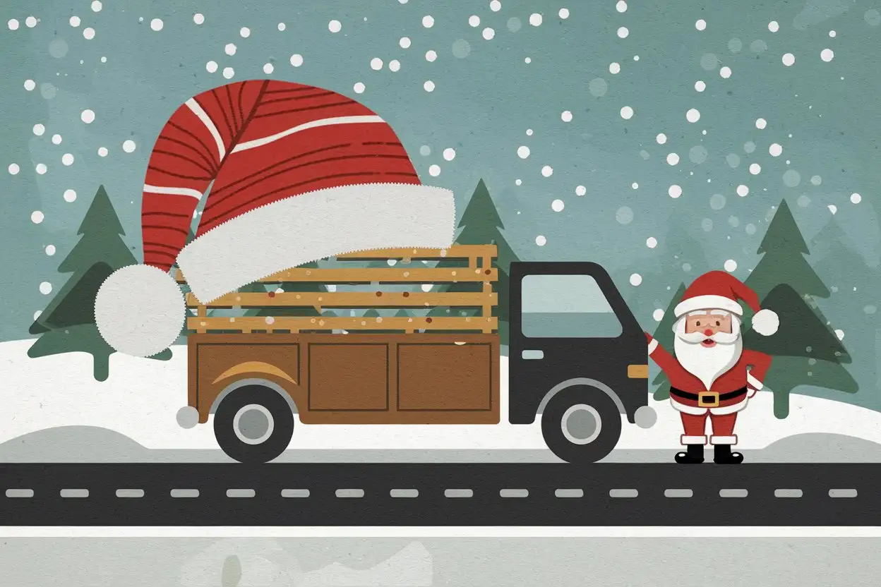 icon with truck with santa hat