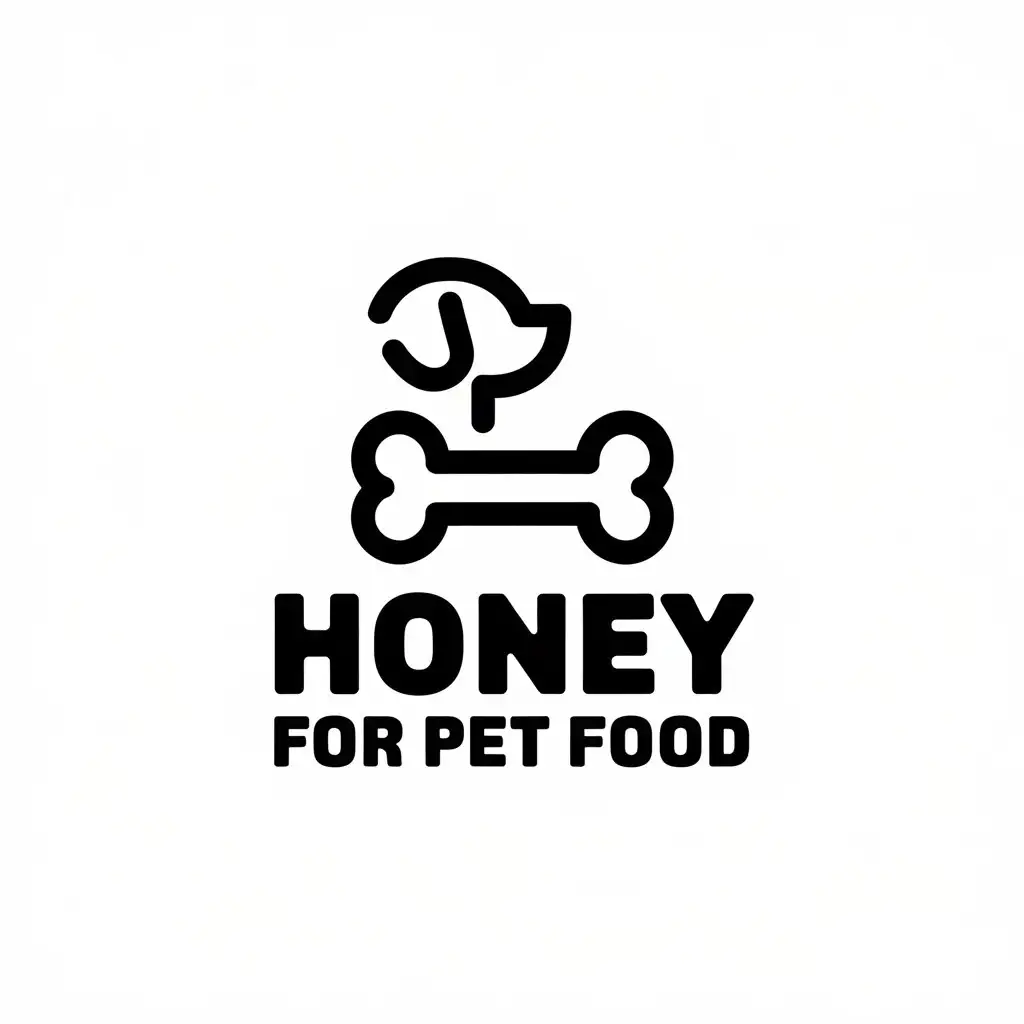 LOGO Design for Honey for Pet Food Simple Dog and Bone Symbol in Vector for Animal Industry