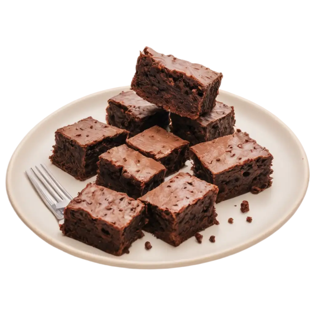 Sliced-Brownies-Ready-to-Serve-PNG-Image-with-Garnish-and-Fork-for-Culinary-Presentation