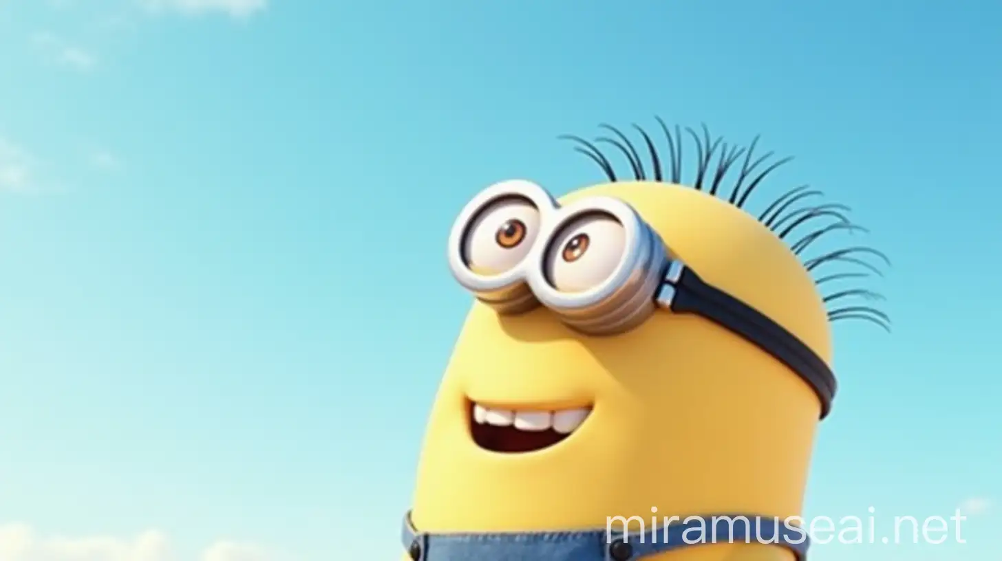 Cheerful Minion Gazing at the Cloudless Blue Sky