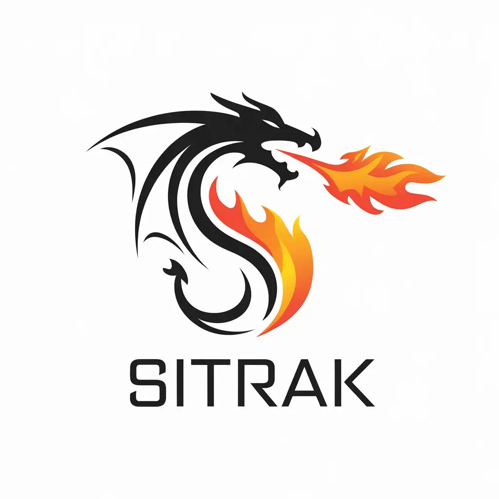 a vector logo design,with the text "sitrak", main symbol:Dragon fire.,Minimalistic,clear background