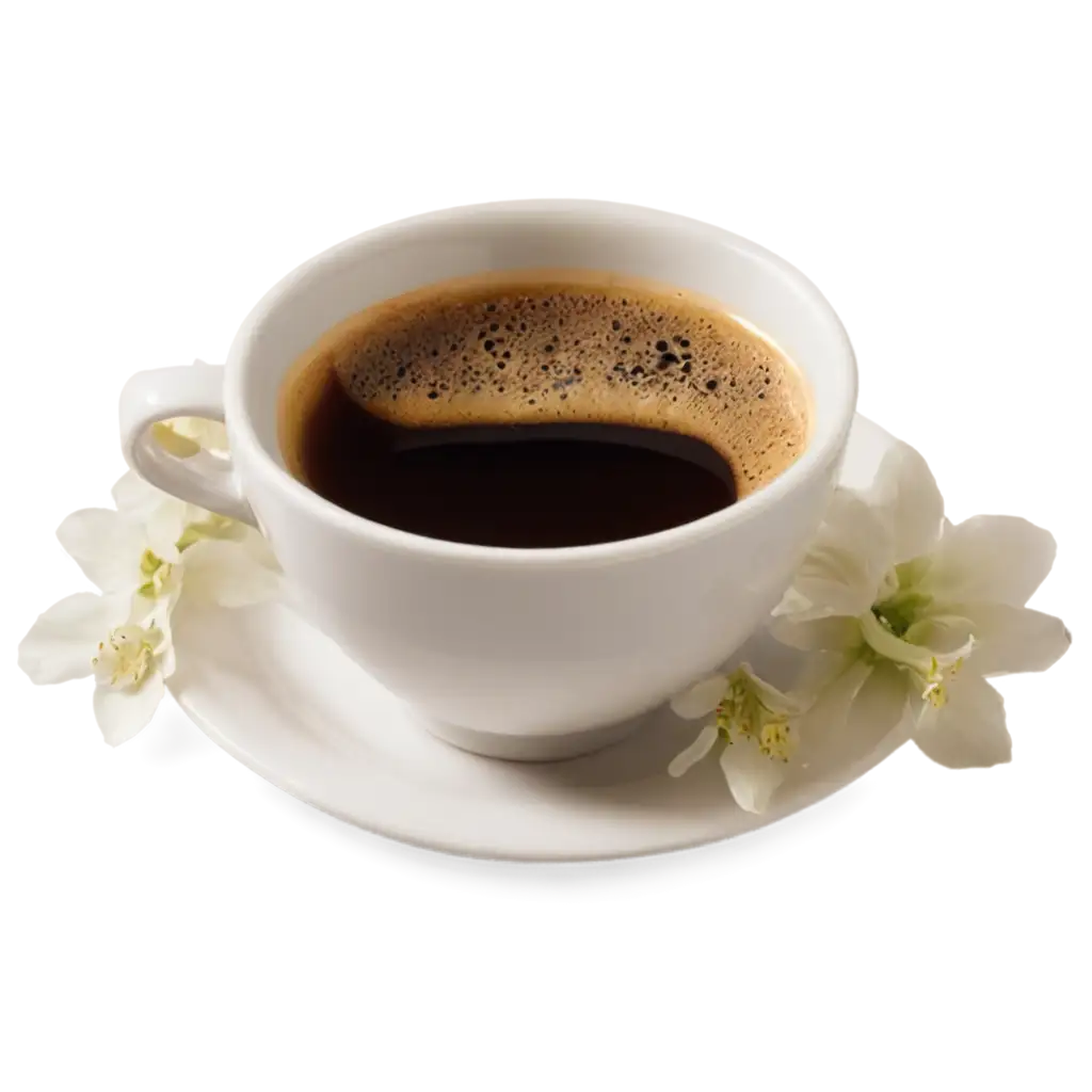 A-Beautiful-PNG-Image-of-a-Coffee-Cup-Surrounded-by-Flowers-for-Enhanced-Aesthetic-Appeal