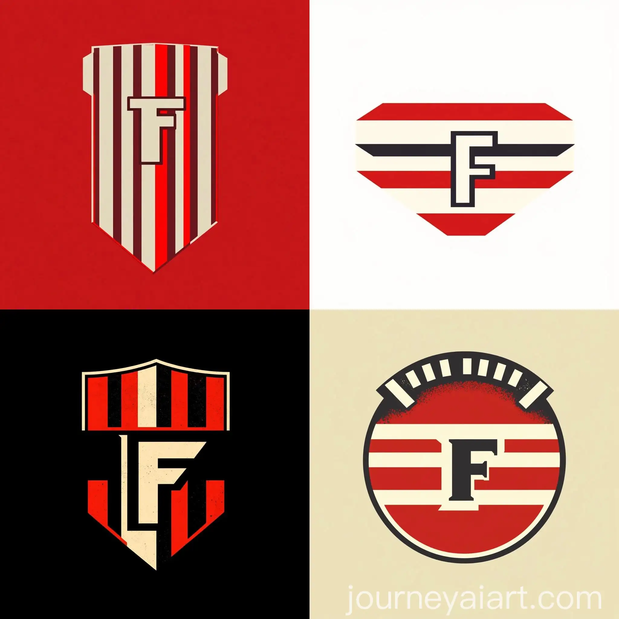 Minimalist-Football-Club-Emblem-with-Red-and-White-Stripes-and-Letter-F