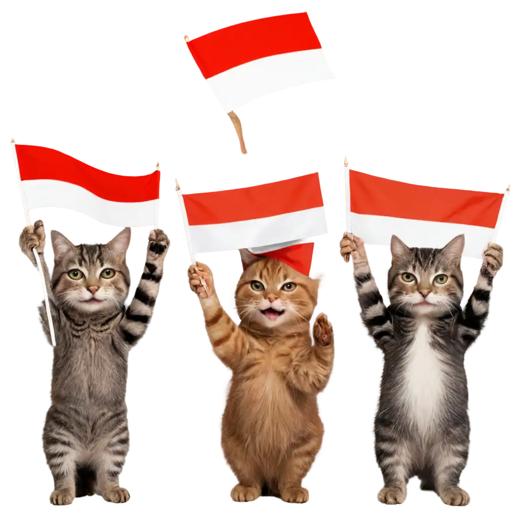 Cats-Smiling-While-Holding-the-Indonesian-Flag-HighQuality-PNG-Image