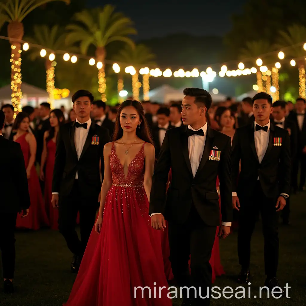 Elegant Graduation Ceremony in Illuminated Garden