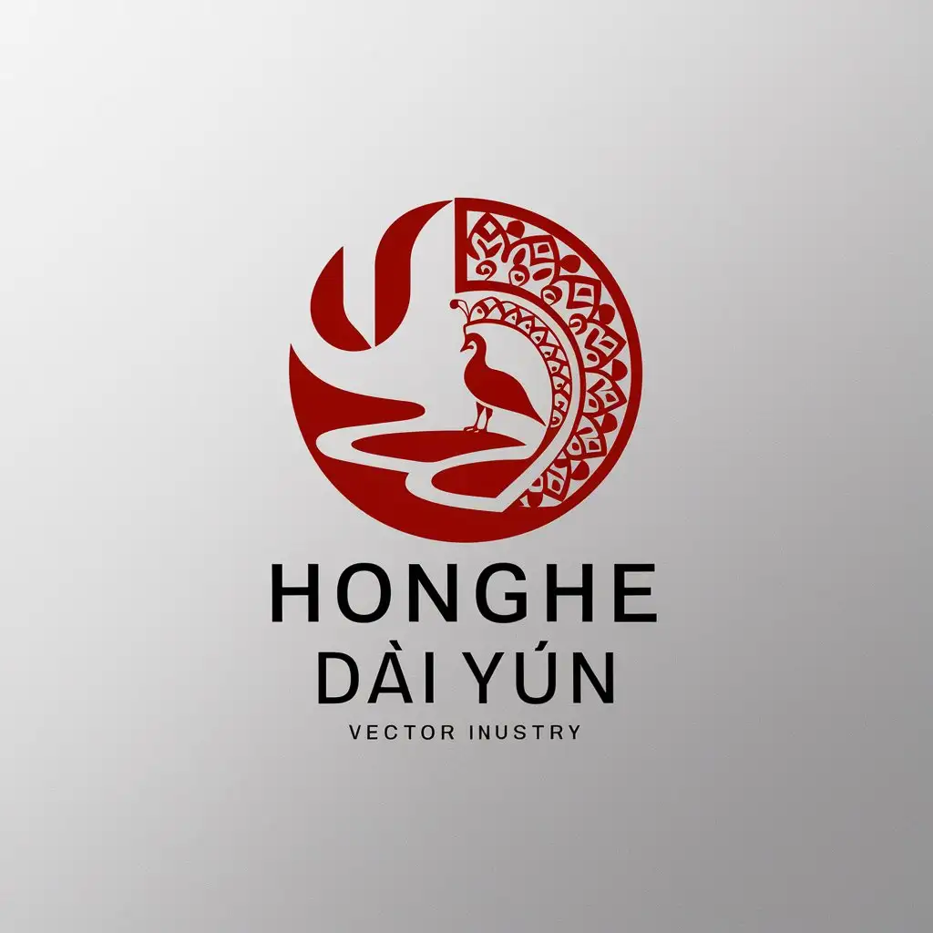 LOGO Design for Honghe Dai Yun Red River Peacock and Dai Traditional Pattern with Minimalistic Style for Nonprofit Industry