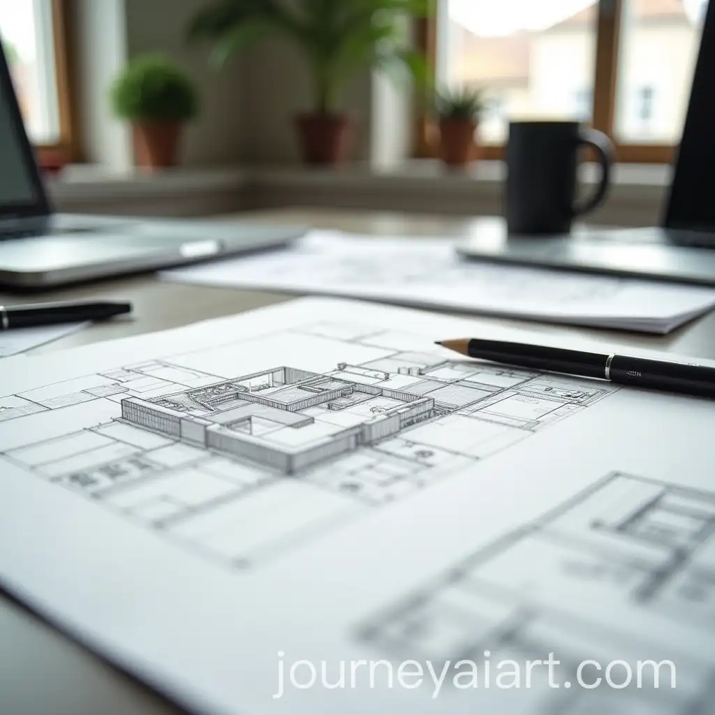 CloseUp-Perspective-of-an-Architects-Desk-with-Working-Drawings