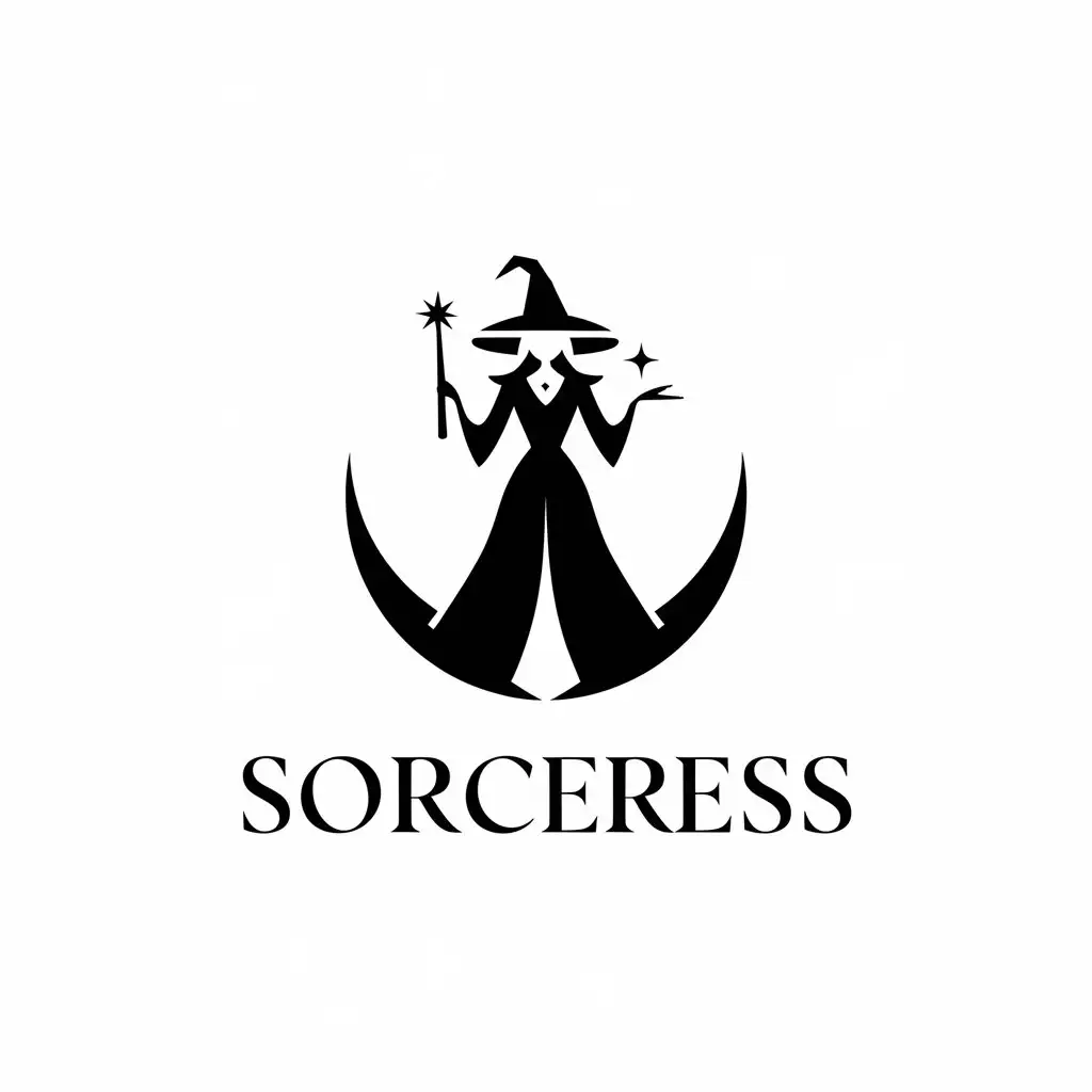 a vector logo design,with the text "sorceress", main symbol:sorceress,Moderate,be used in Religious industry,clear background