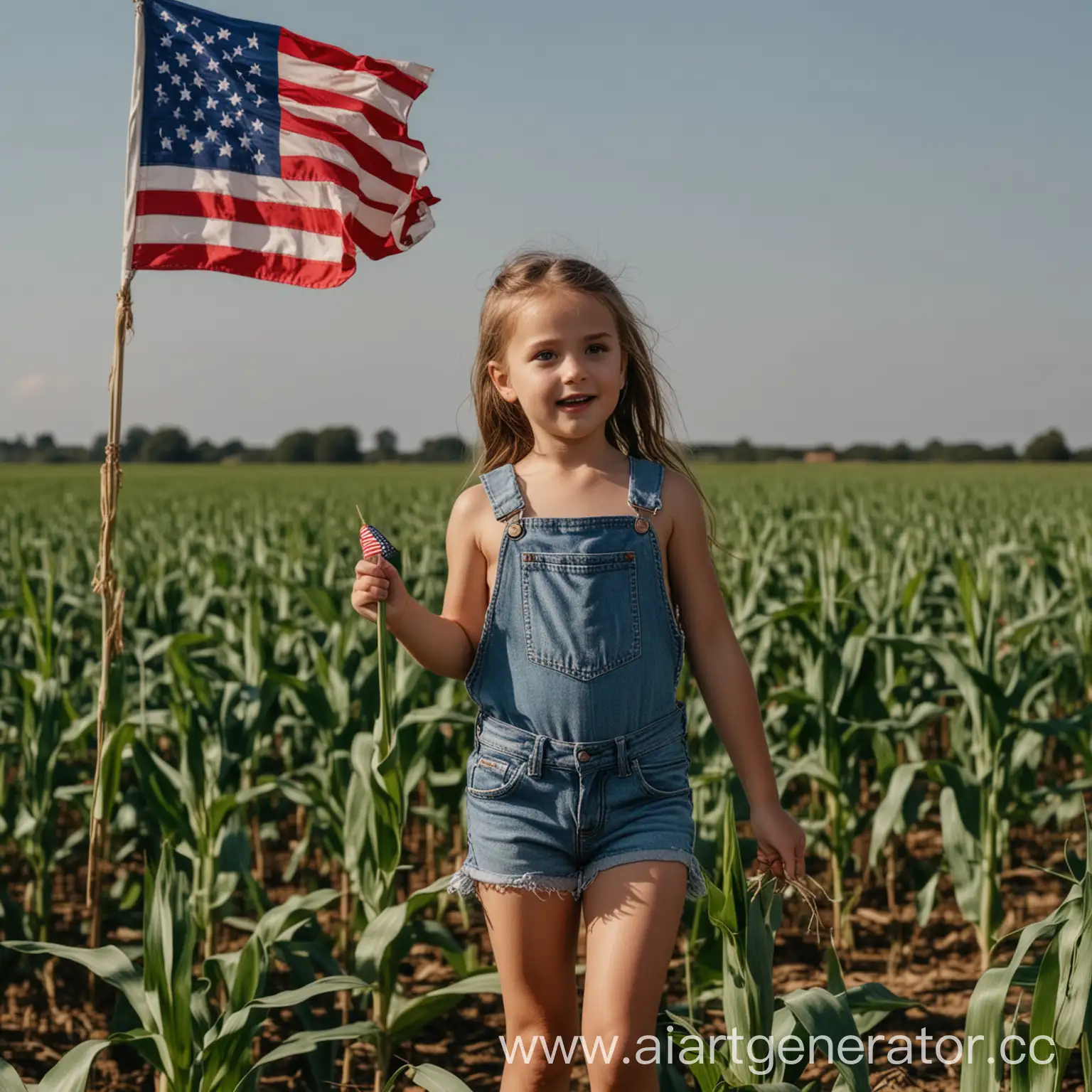 American-Little-Girl-Holding-American-Flag-in-Corn-Field