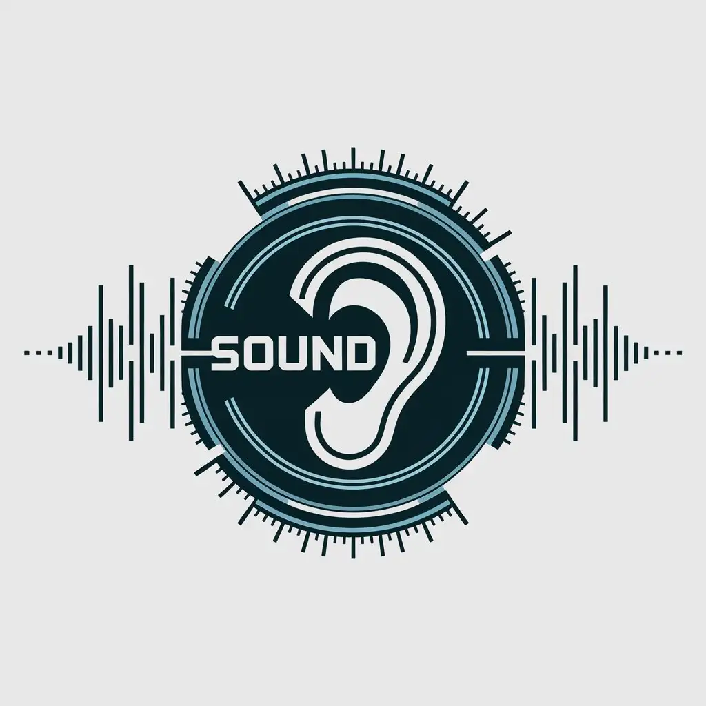 a vector logo design,with the text "sound", main symbol:ear,complex,be used in Internet industry,clear background