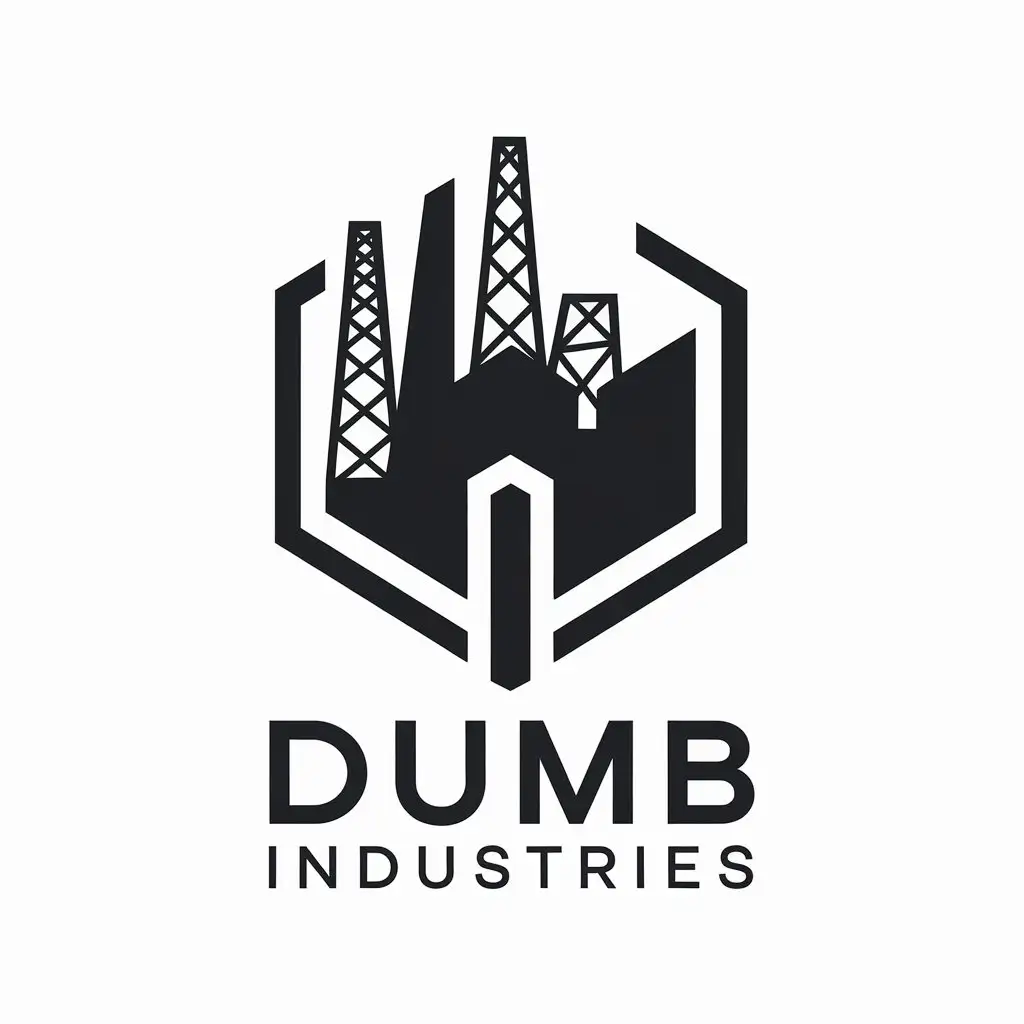 LOGO Design for Dumb Industries Futuristic Steel Factory Silhouette for Construction Industry