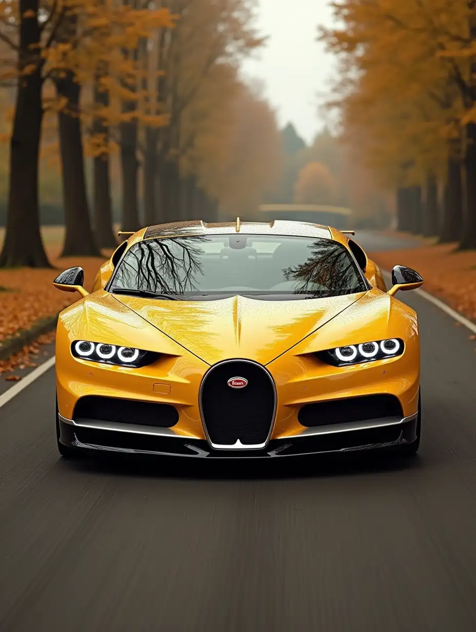 Buggati golden in road