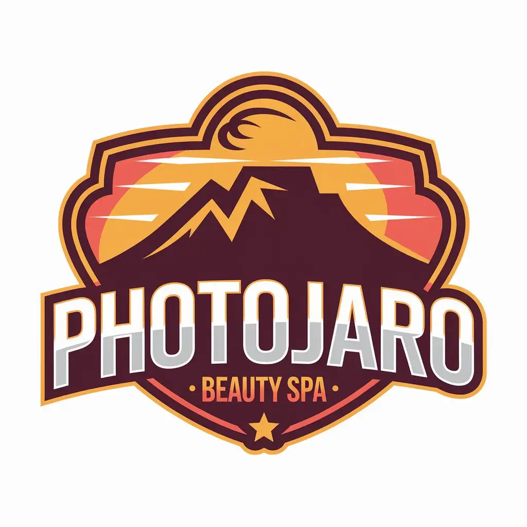 LOGO Design for PHOTOJARO Bright Colors with Mount Kilimanjaro Inspiration for Beauty Spa Industry