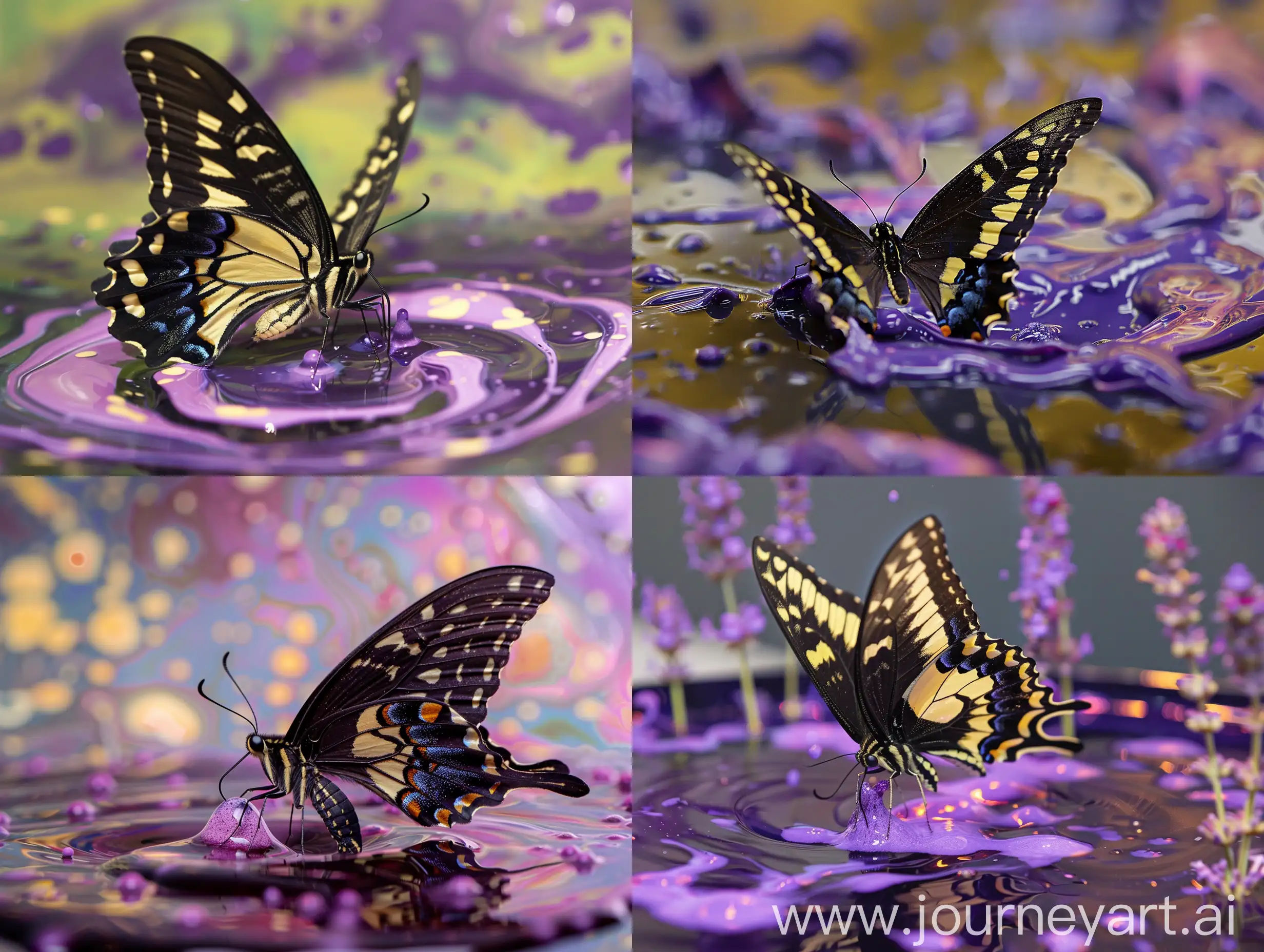 Butterfly-Drinking-Purple-Nectar-in-Laboratory-Setting