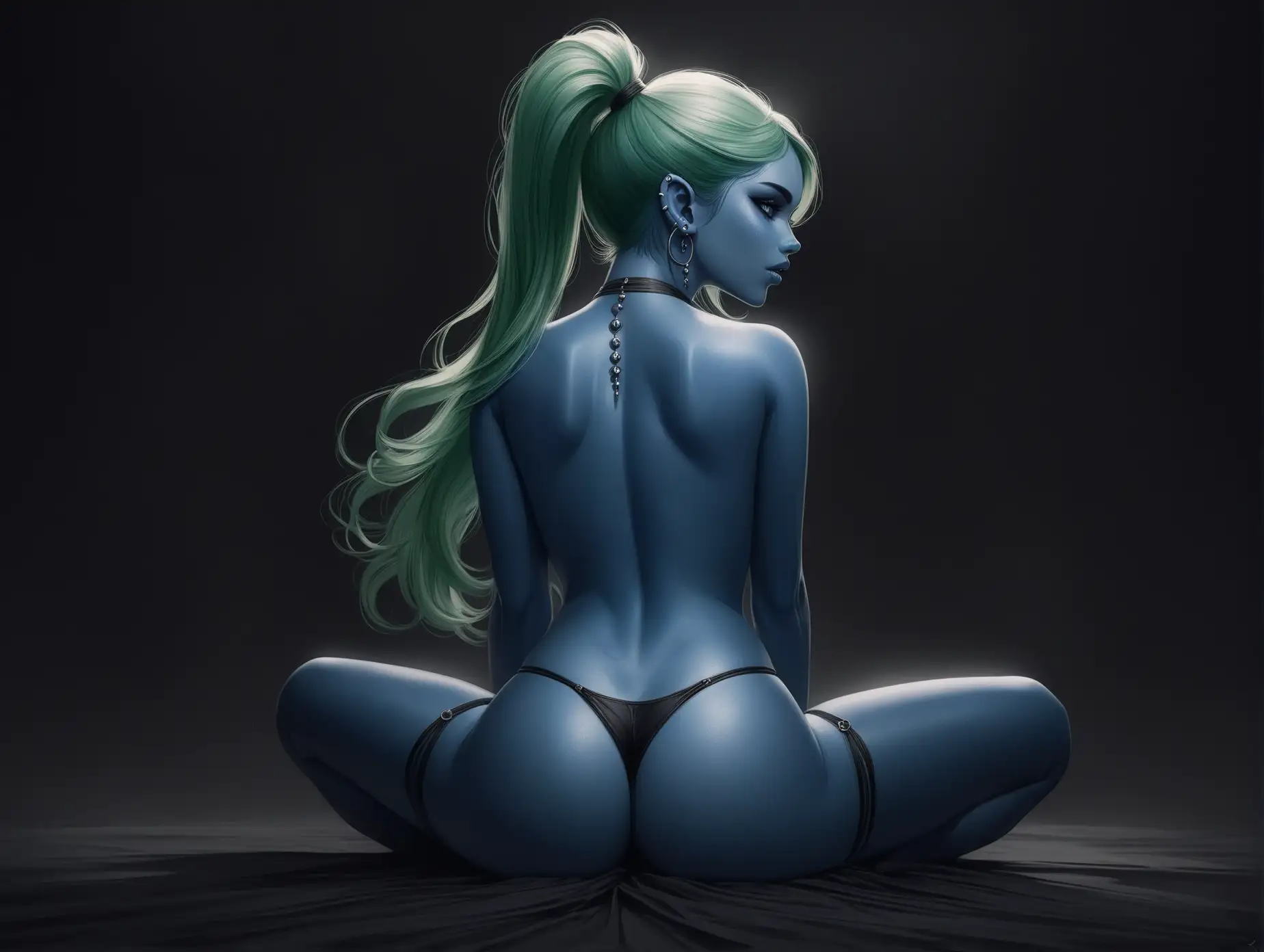 Fantasy-Elf-Character-with-Blue-Skin-and-Green-Hair-in-a-Playful-Pose