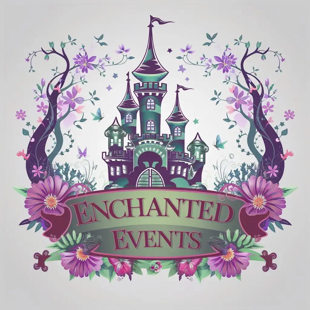 LOGO Design for Enchanted Events Whimsical Fancy Elegant with Rich Color Palette for Event Planning Business