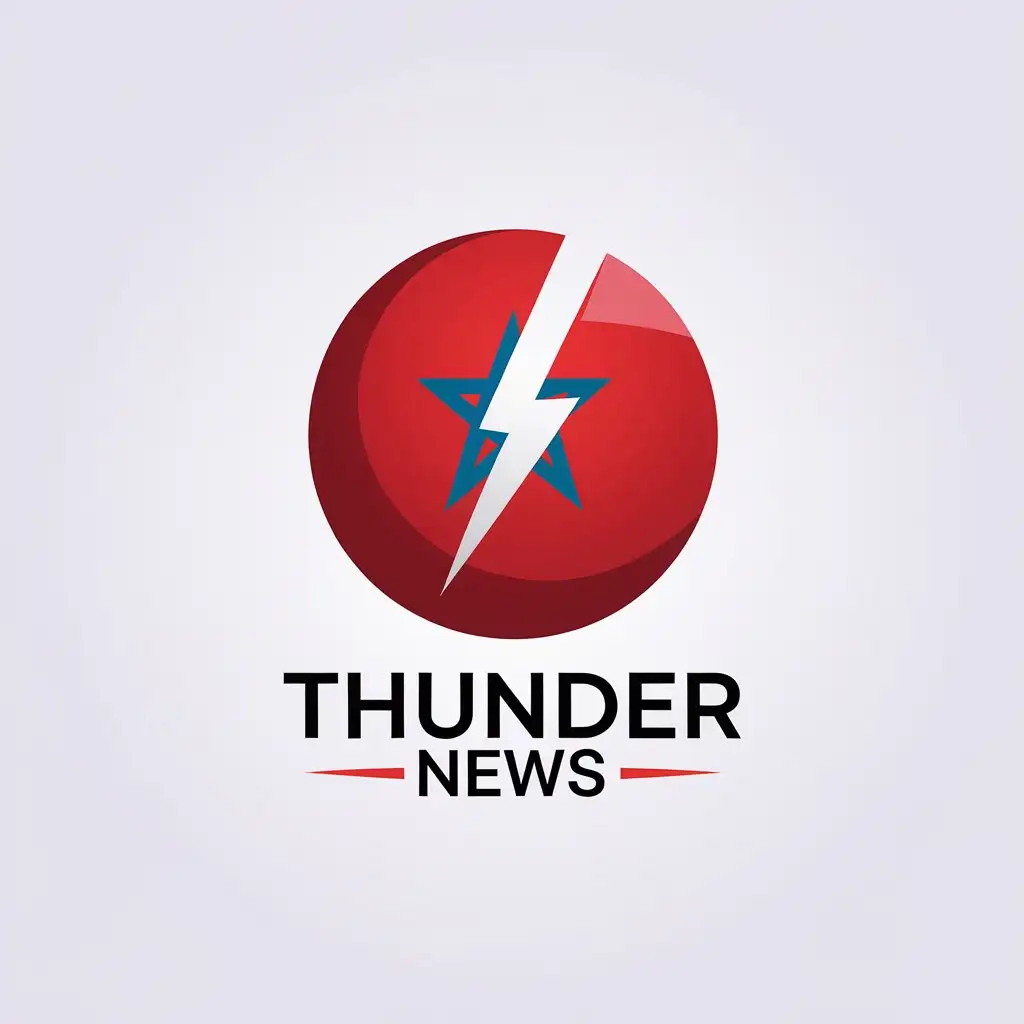 LOGO Design for Thunder News Moroccan Round Flag with Thunder Symbol and Minimalistic Style