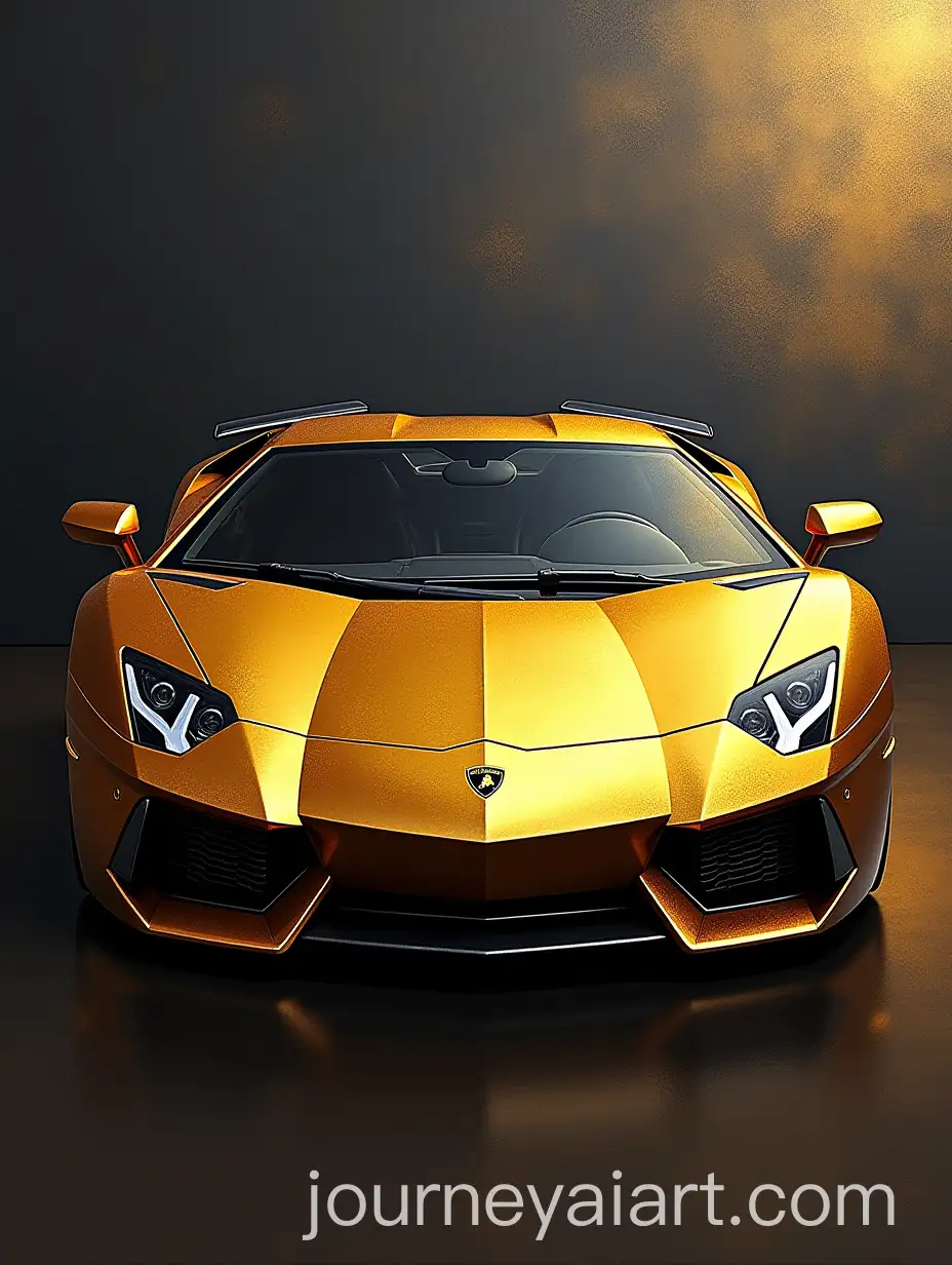 Oil-Painting-of-a-Black-and-Golden-Lamborghini-Aventador-with-Gold-Patina