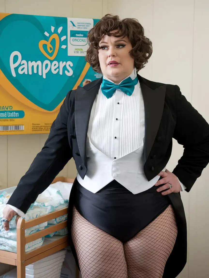 Formal-Concert-Tuxedo-Woman-with-Pampers-in-Nursery