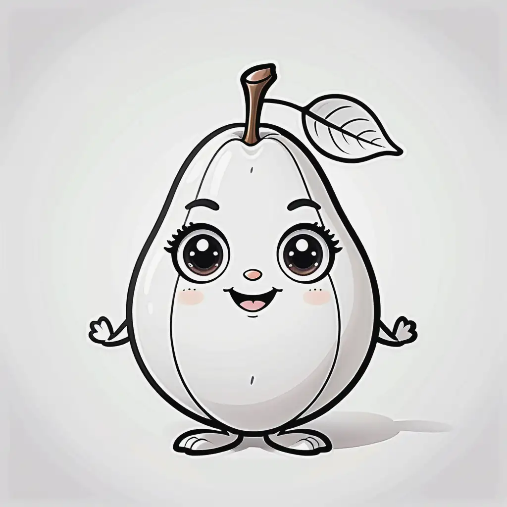 Playful Smiling Pear Illustration with Large Round Eyes