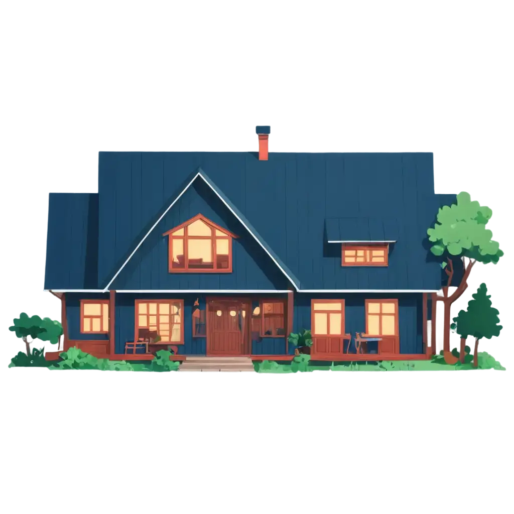 Navy-Color-Cartoon-House-PNG-HighQuality-Image-for-Versatile-Use