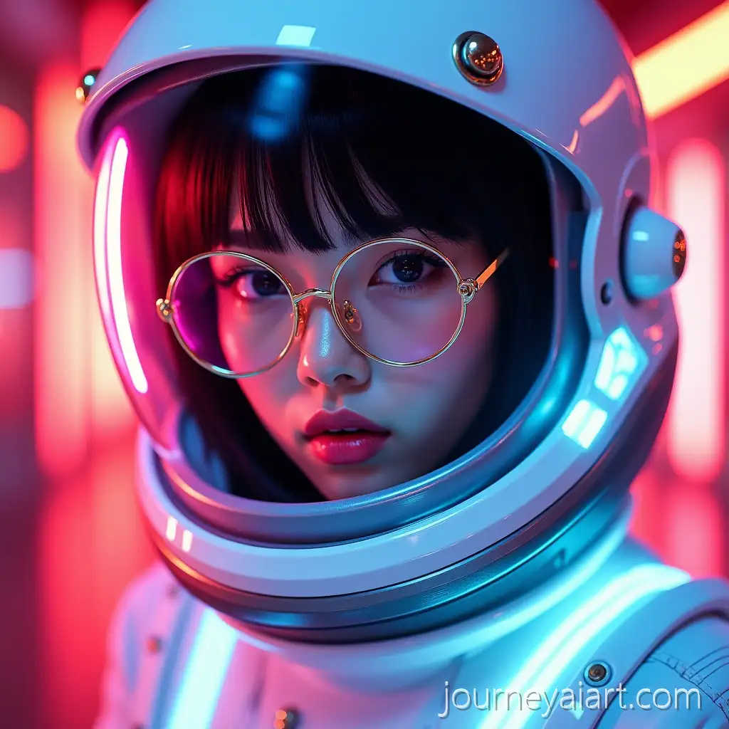 Cyberpunk-AstrCyberpunk-astronaut-portraitonaut-Girl-in-Futuristic-Space-Suit-with-Neon-City-Background