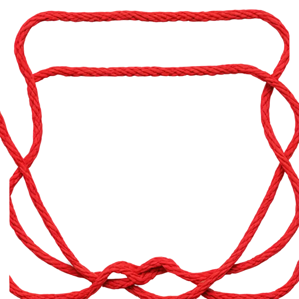 a4 paper frame in the shape of a thick rope, colored red with a knot of corners