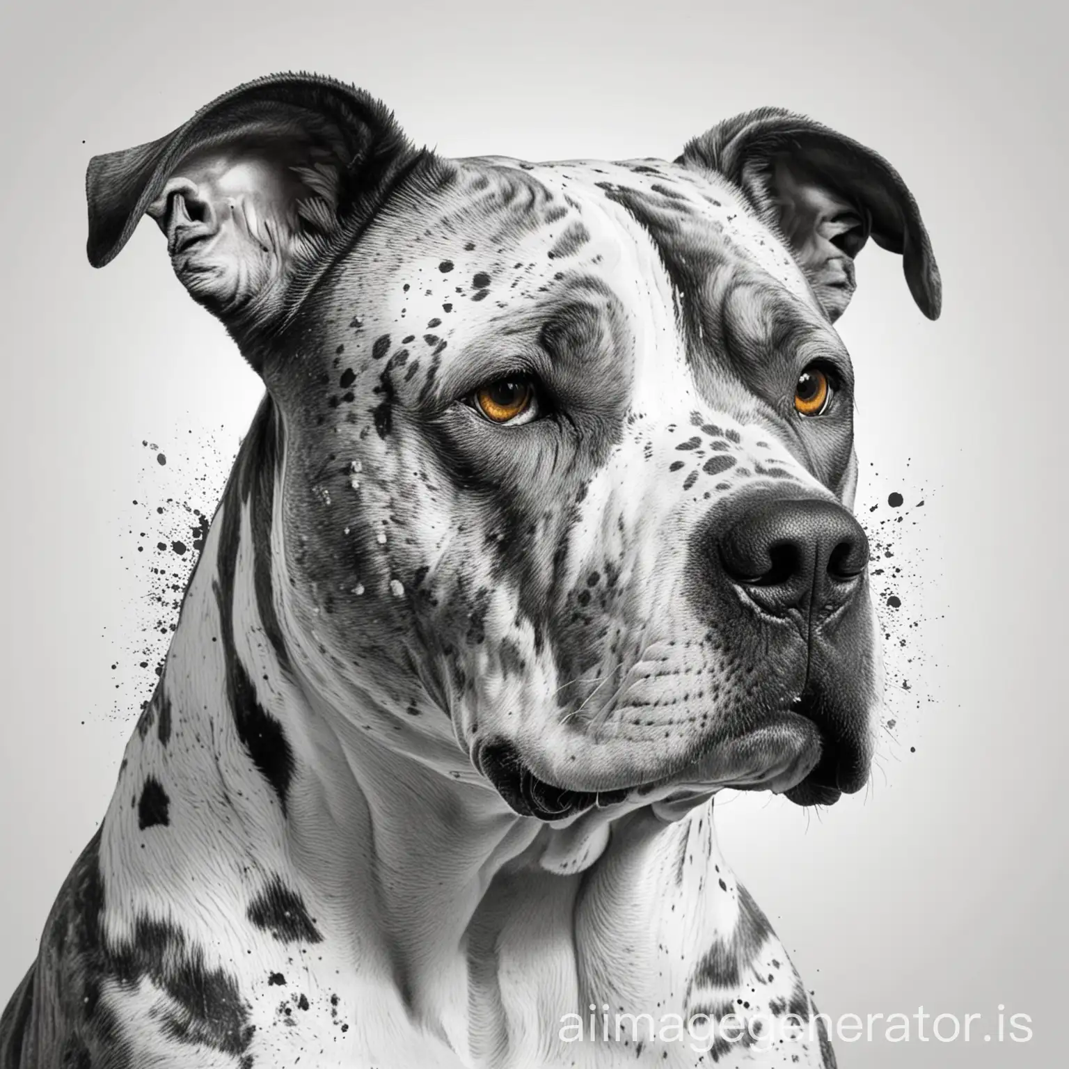 American-Staffordshire-Terrier-Head-in-Black-and-White-Paint-Spots