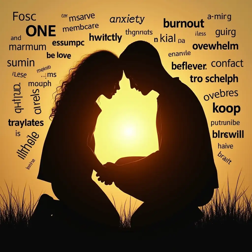 Parent-Comforting-Child-Amid-Anxiety-and-Burnout-with-Golden-Light-of-Hope