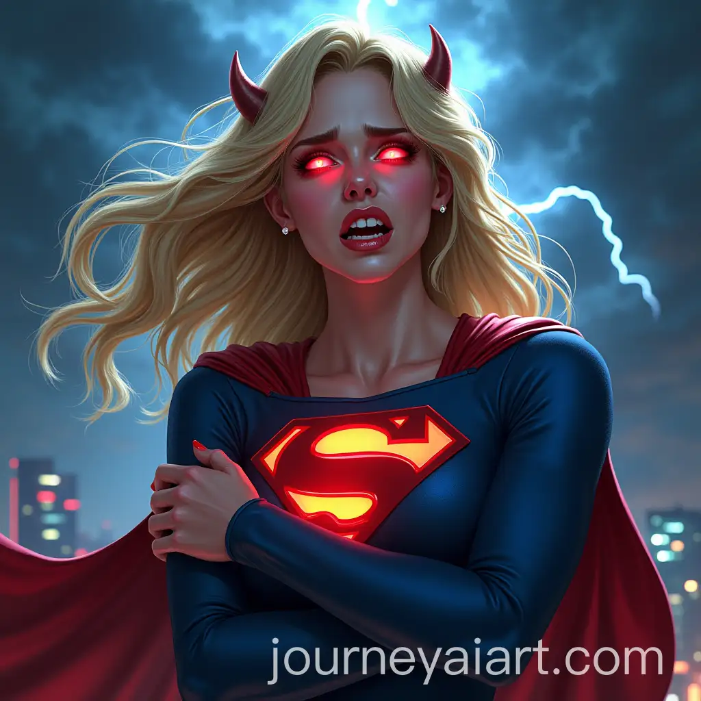 Superheroine-Undergoing-a-Mysterious-Transformation-in-a-Stormy-Cityscape