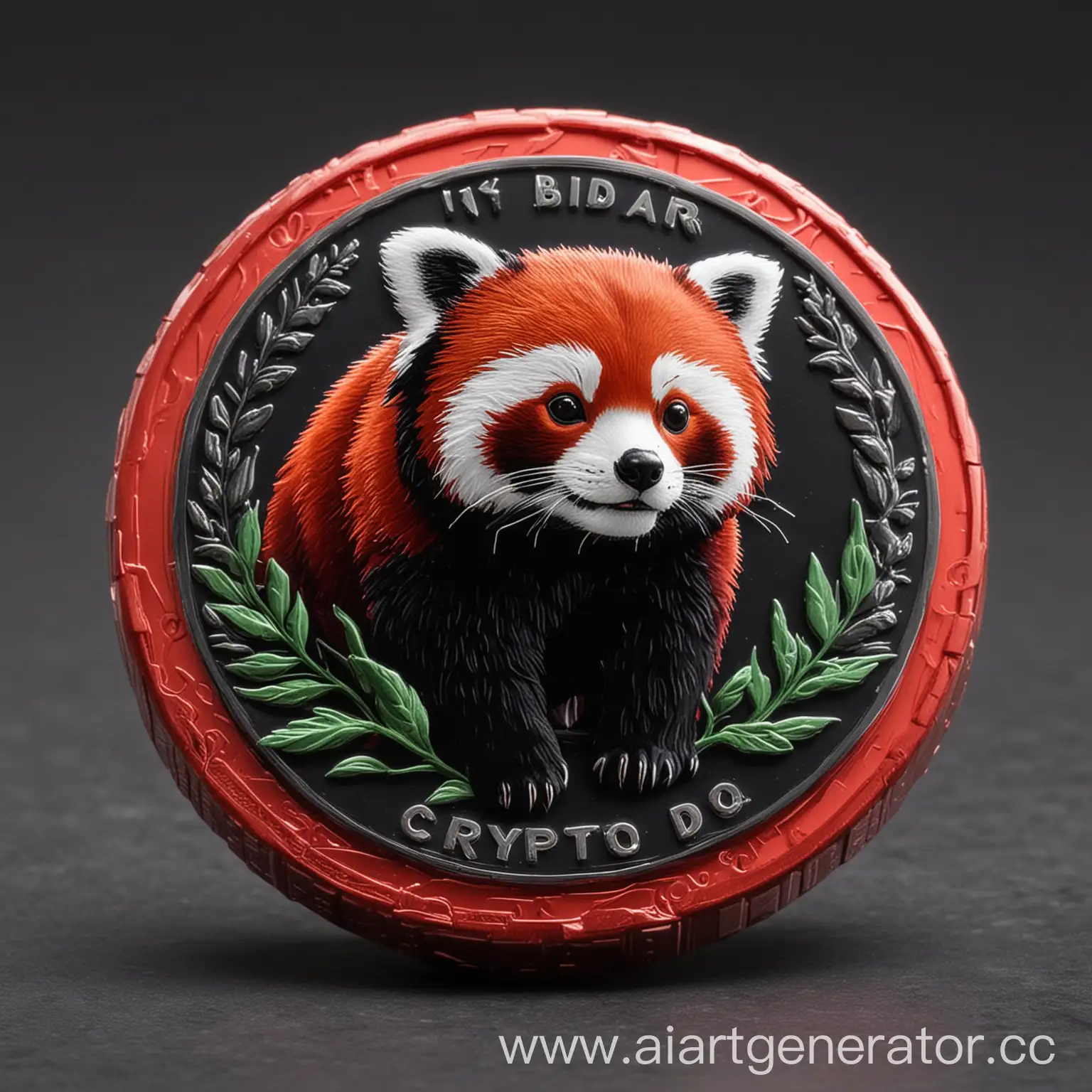 Red-Panda-Crypto-Coin-in-RedBlack-Color-Scheme