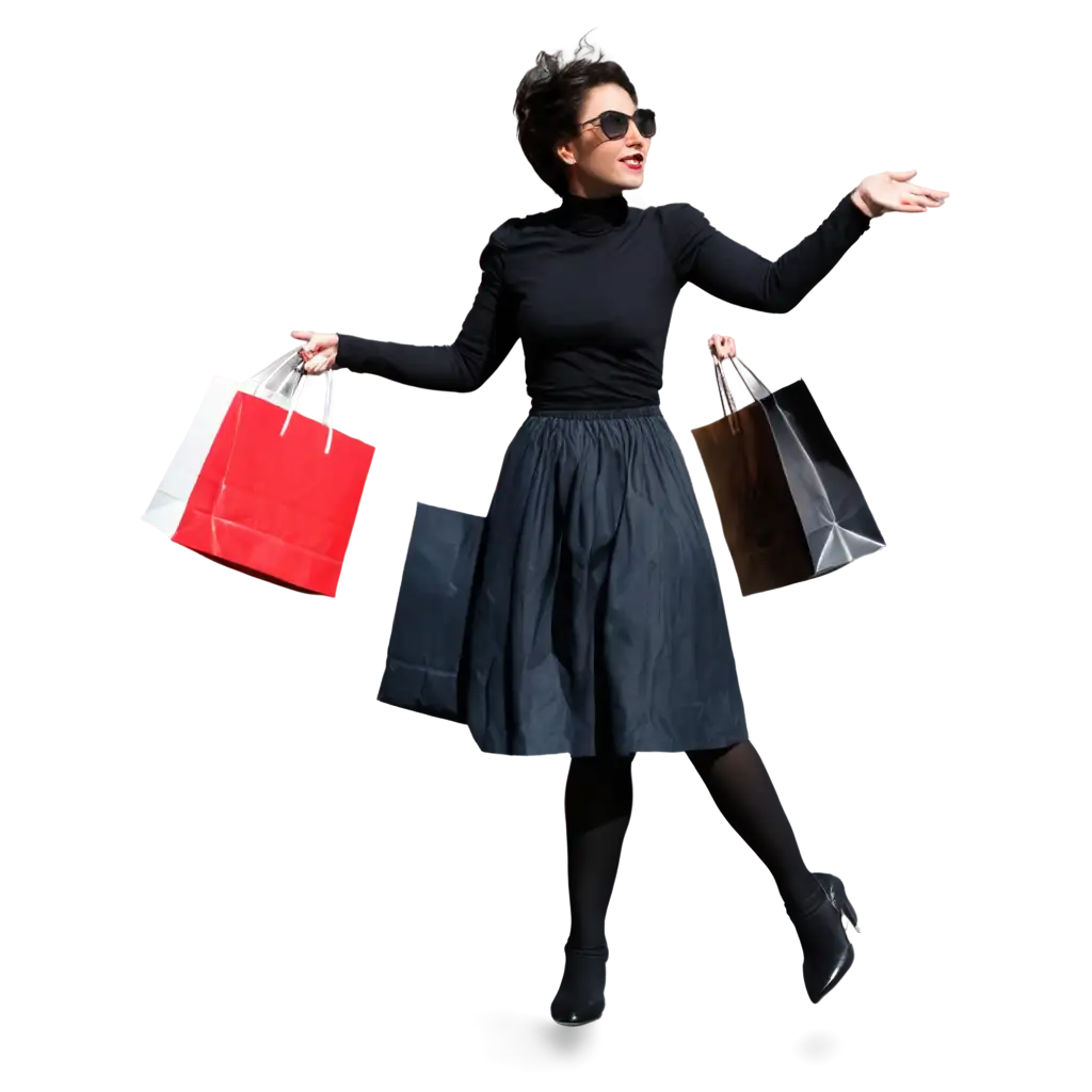 Flying-Lady-with-Shopping-Bags-HighQuality-PNG-for-Creative-Uses