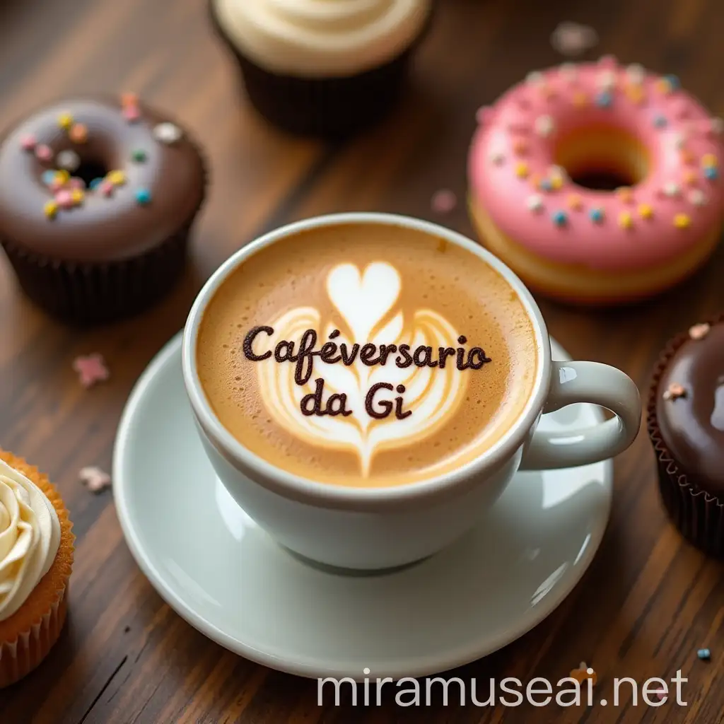 Coffee Table with Cafeversario da Gi Coffee Cupcakes and Donuts