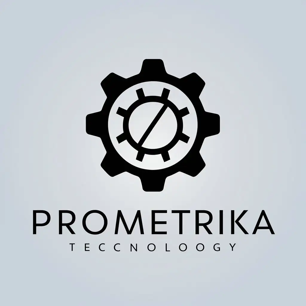 a vector logo design,with the text "ProMetrika", main symbol:gear,Moderate,be used in Technology industry,clear background