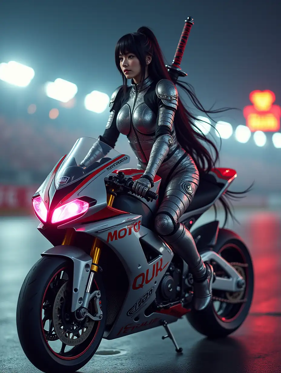 Japanese-Warrior-Princess-on-Futuristic-MotoGP-Bike-at-a-Racetrack